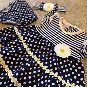 3 piece set! Dress + Diaper Cover + Headband